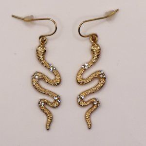 NWOT Gold-Tone Slithering Snake Earrings